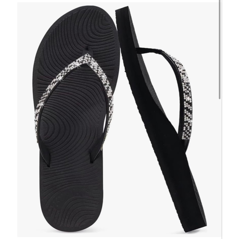 NEW Rhinestone Flip Flops Comfort Arch Support Yoga Mat Sandals 6